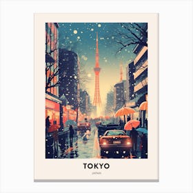 Winter Night  Travel Poster Tokyo Japan 1 Canvas Print