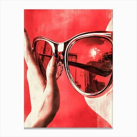 Woman Holding Sunglasses Canvas Print