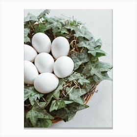 White Eggs In A Basket 1 Canvas Print