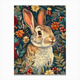 Rabbit In Flowers Inspired by William Morris 2 Canvas Print