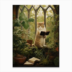 A Cat Reading A Book 2 Canvas Print
