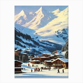 Cervinia, Italy Ski Resort Vintage Landscape 1 Skiing Poster Canvas Print