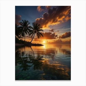 Sunset On A Tropical Island 1 Canvas Print