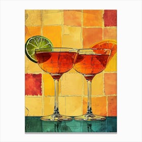 Tequila Sunrise Inspired Cocktail Watercolour 2 Canvas Print