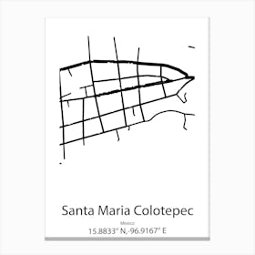 Santa Maria Chilchotla,Mexico Minimalist Map Canvas Print