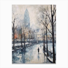 Winter City Park Painting Battersea Park London 5 Canvas Print