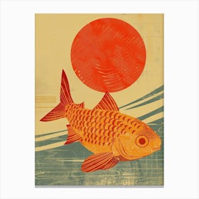 Koi Fish Sun Mid Century Modern Poster Canvas Print
