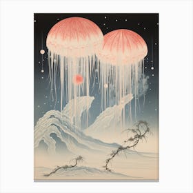 Moon Jellyfish Traditional Japanese Illustration 1 Canvas Print