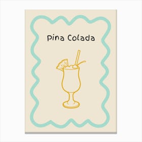 Pina Colada Doodle Poster Teal & Orange Canvas Print