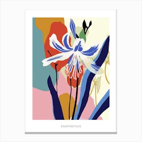 Colourful Flower Illustration Poster Agapanthus 2 Canvas Print