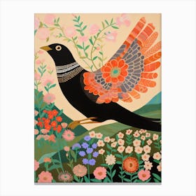 Maximalist Bird Painting Blackbird 2 Canvas Print