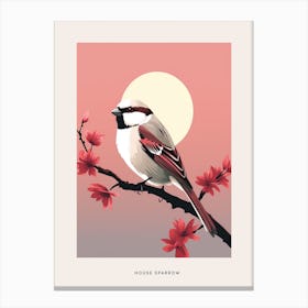 Minimalist House Sparrow 2 Bird Poster Canvas Print