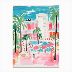 The Fontainebleau Miami Beach   Miami Beach, Florida   Resort Storybook Illustration 3 Canvas Print
