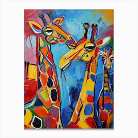 Geometric Colourful Giraffes 4 Canvas Print