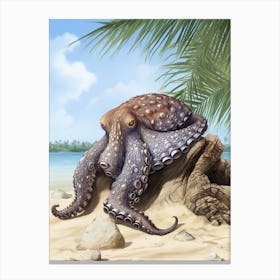 Coconut Octopus Illustration 5 Canvas Print