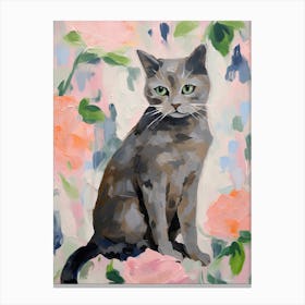 A British Shorthair, Cat Painting, Impressionist Painting 4 Canvas Print