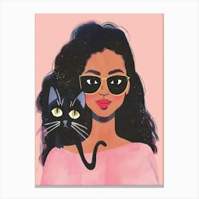 Girl With Cat 2 Canvas Print