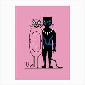 Black Panther And Cat Canvas Print