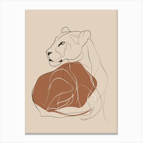 Lion - Boho, Line Art 8 Canvas Print