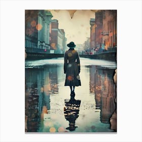 Silent Currents: Woman Walking On The Water Canvas Print