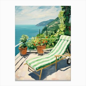 Sun Lounger By The Pool In Positano Italy Canvas Print