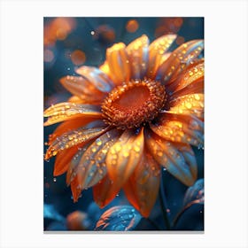Orange Flower With Water Droplets Canvas Print