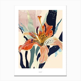 Colourful Flower Illustration Poster Lily 3 Canvas Print
