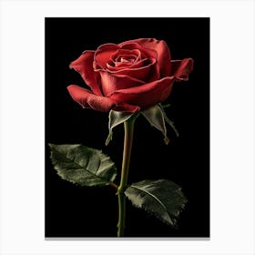 Single Red Rose On Black Background 30 Canvas Print