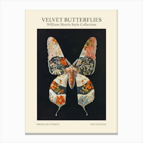 Velvet Butterflies Collection Ornate Butterfly William Morris Style Canvas Print