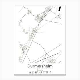 Durmersheim,Germany Minimalist Map Canvas Print