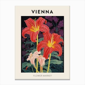 Vienna Austria Botanical Flower Market Poster Canvas Print