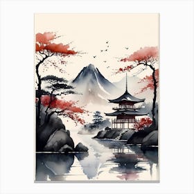 Japanese Landscape Watercolor Painting (37) Canvas Print