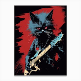 Black Cat Playing Guitar Canvas Print