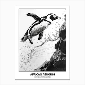 Penguin Diving Into The Water Poster 2 Canvas Print