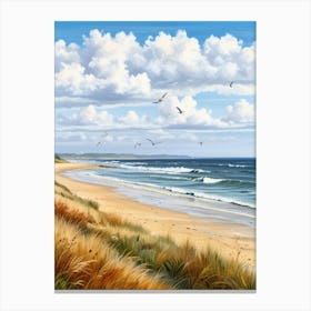 Seagulls On The Beach 1 Canvas Print