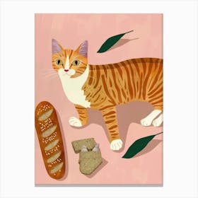 Cat And Baguette 3 Canvas Print