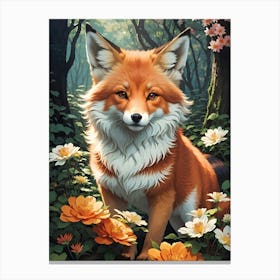 Fox In The Forest 4 Canvas Print