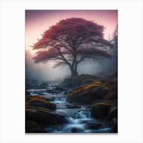 Tree In The Mist Print Canvas Print