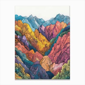 Colourful Mountain Illustration Poster Art Print 20 Canvas Print