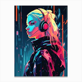 Girl With Headphones 4 1 Canvas Print