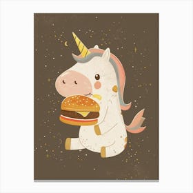 Unicorn Eating A Cheeseburger Muted Pastels 1 Canvas Print