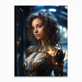 Futuristic Girl In Armor Canvas Print