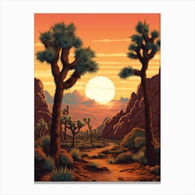  Retro Illustration Of A Joshua Trees At Sunset 4 Canvas Print