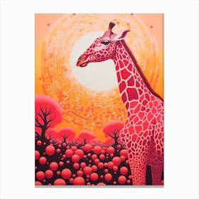 Giraffe In The Sunset Orange Tones 4 Canvas Print