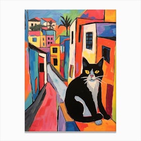 Painting Of A Cat In Tel Aviv Israel 1 Canvas Print