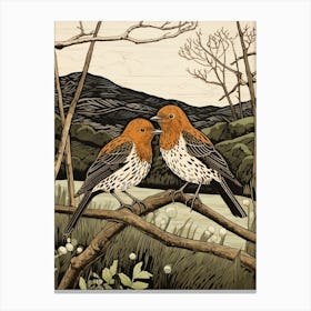 Art Nouveau Birds Poster Dunlin 1 Canvas Print