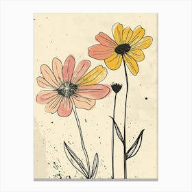 Daisies Boho Minimalist Style Canvas Print