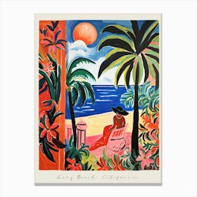 Poster Of Long Beach, California, Matisse And Rousseau Style 1 Canvas Print