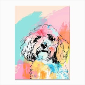 Poodle Dog Pastel Line Watercolour Illustration  1 Canvas Print