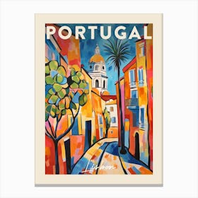 Lisbon Portugal 8 Fauvist Painting  Travel Poster Canvas Print
